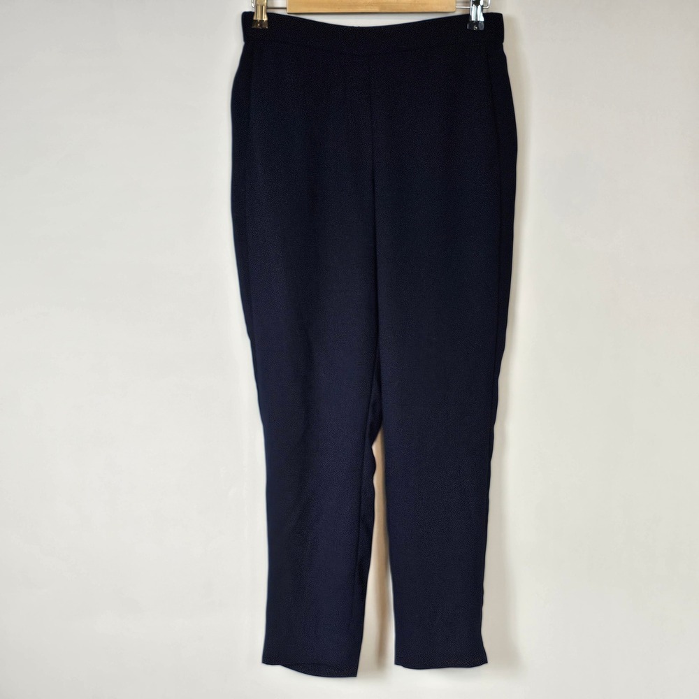 J Crew Navy Blue Career Casual Elastic Waist Pull On Ankle Pants - Size 4